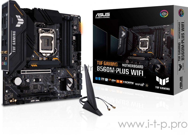 Материнская плата ASUS TUF GAMING B560M-PLUS WIFI, LGA1200, B560, 4*DDR4, DP+HDMI, CrossFireX, SATA3 + RAID, Audio, Gb LAN, USB 3.2*6, USB 2.0*6, COM*1 header (w/o cable), mATX 90MB1770-M0EAY0