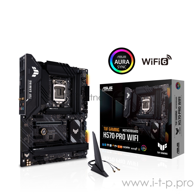 Материнская плата ASUS TUF GAMING H570-PRO WIFI, LGA1200, H570, 4*DDR4, HDMI+DP, CrossFireX, SATA3 + RAID, Audio, Gb LAN, USB 3.2*6, USB 2.0*4, COM*1 header (w/o cable), ATX 90MB16L0-M0EAY0