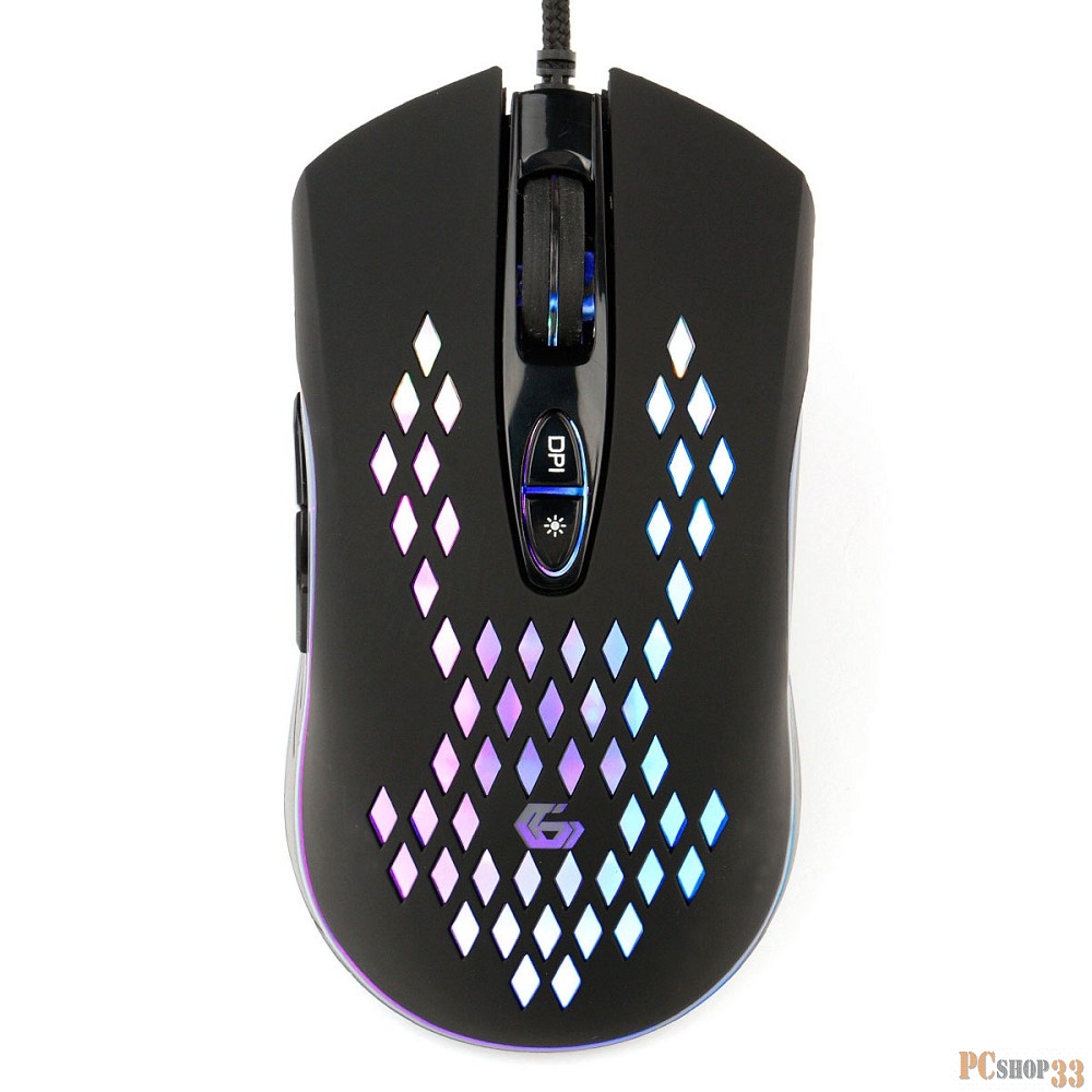 Мышь игровая Gembird MG-580, USB, 3200DPI, 6кнопок+колесо-кнопка, кабель тканевый 1.8 м