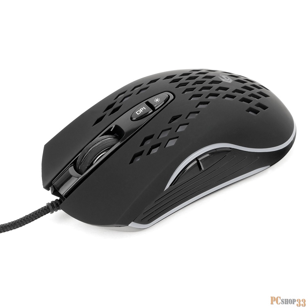 Мышь игровая Gembird MG-580, USB, 3200DPI, 6кнопок+колесо-кнопка, кабель тканевый 1.8 м