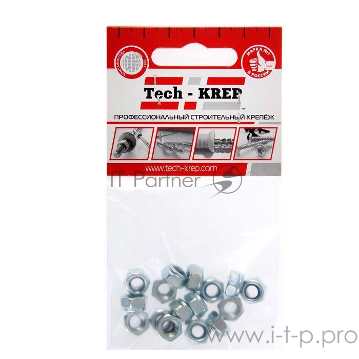 Гайка самоконтрящаяся М6 цинк. DIN 985 (уп.16шт) пакет Tech-Krep 103031