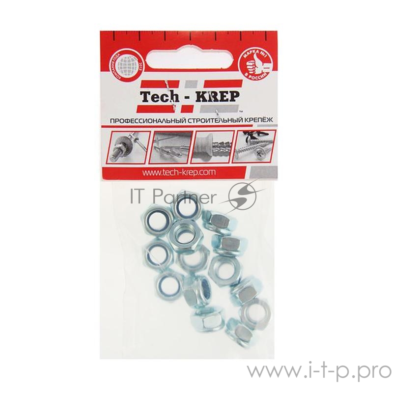 Гайка самоконтрящаяся М8 цинк. DIN 985 (уп.14шт) пакет Tech-Krep 103032