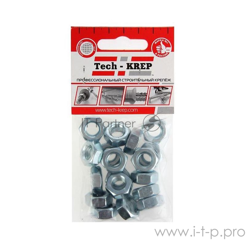 Гайка шестигранная М10 цинк. DIN 934 (уп.18шт) пакет Tech-Krep 103027