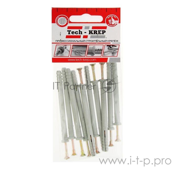 Дюбель-гвоздь 6х80 с потайной манжетой полипропилен (уп.10шт) пакет Tech-Krep 103903