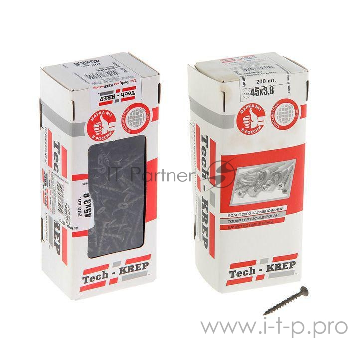 Саморез 3.8х45 гипсокартон-дерево (уп.200шт) коробка Tech-Krep 102124