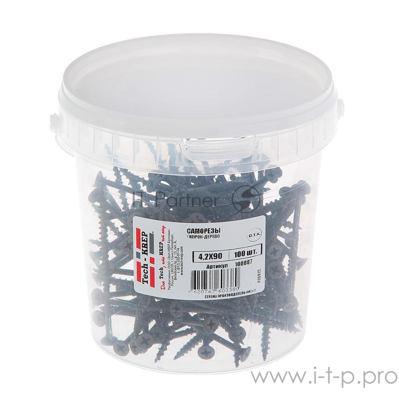 Саморез 4.2х90 гипсокартон-дерево (уп.100шт) ведро Tech-Krep 100087