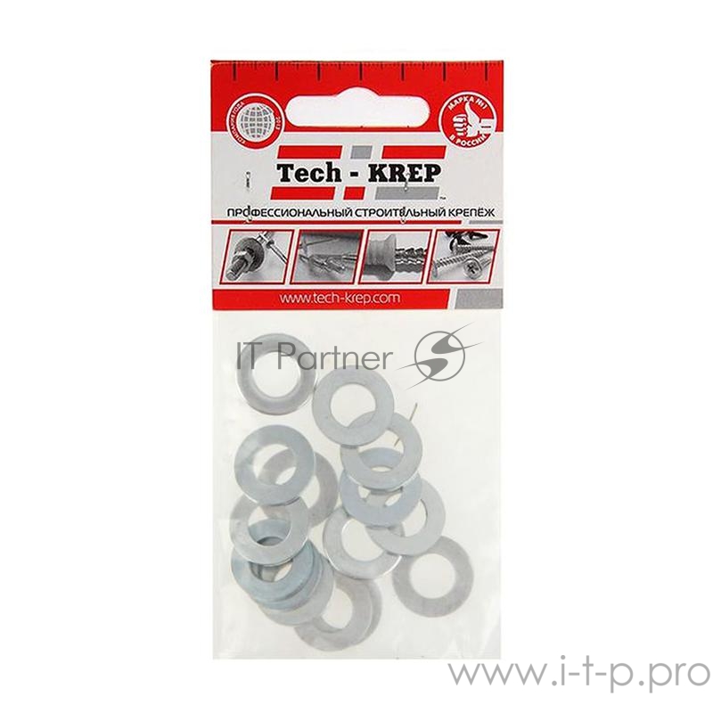 Шайба плоская М10 цинк. DIN 125 (уп.15шт) пакет Tech-Krep 103046