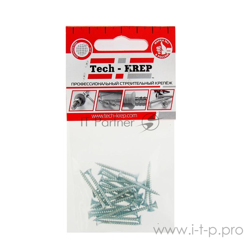 Шуруп универсальный 3.0х30 цинк. с потайной головкой (уп.25шт) пакет Tech-Krep 102412
