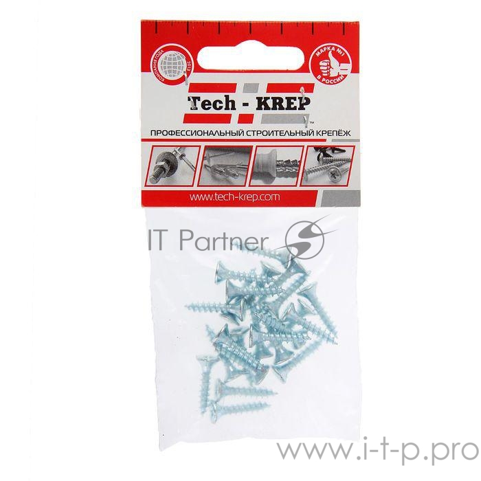 Шуруп универсальный 3.5х16 цинк. с потайной головкой (уп.30шт) пакет Tech-Krep 102416