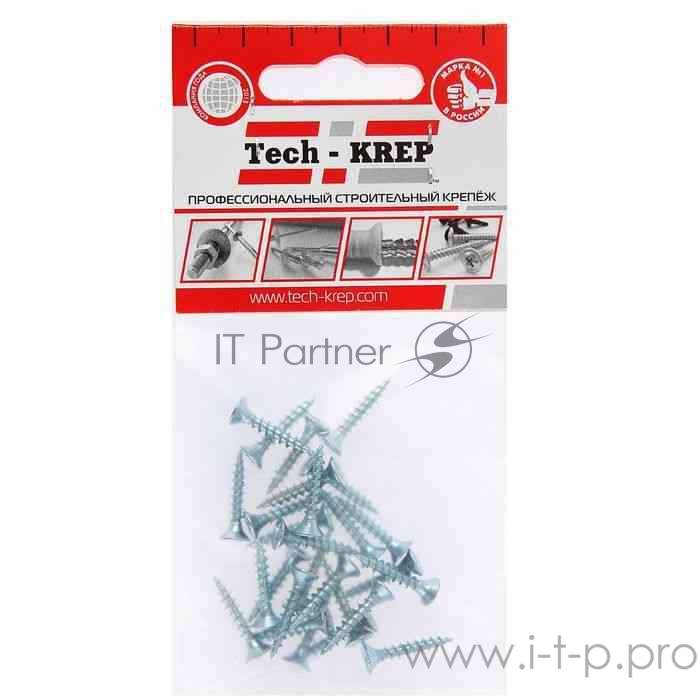 Шуруп универсальный 3.5х20 цинк. с потайной головкой (уп.26шт) пакет Tech-Krep 102417