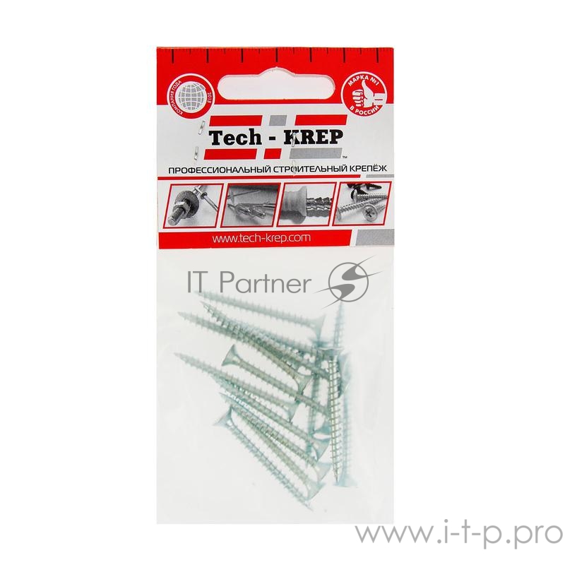 Шуруп универсальный 4.0х40 цинк. с потайной головкой (уп.15шт) пакет Tech-Krep 102430
