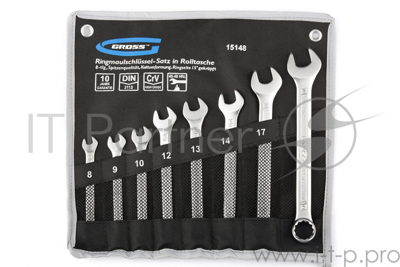 Набор комбинированных ключей GROSS 15148 (8 - 19 мм) 8 шт.