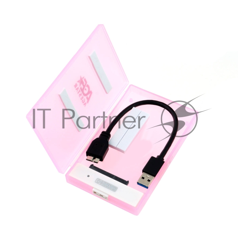 USB 3.0 Внешний корпус 2.5 SATAIII HDD/SSD AgeStar 3UBCP1-6G (PINK) USB 3.0, пластик, розовый, безвинтовая конструкция