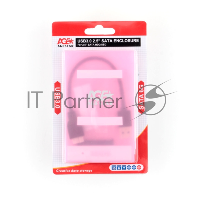 USB 3.0 Внешний корпус 2.5 SATAIII HDD/SSD AgeStar 3UBCP1-6G (PINK) USB 3.0, пластик, розовый, безвинтовая конструкция