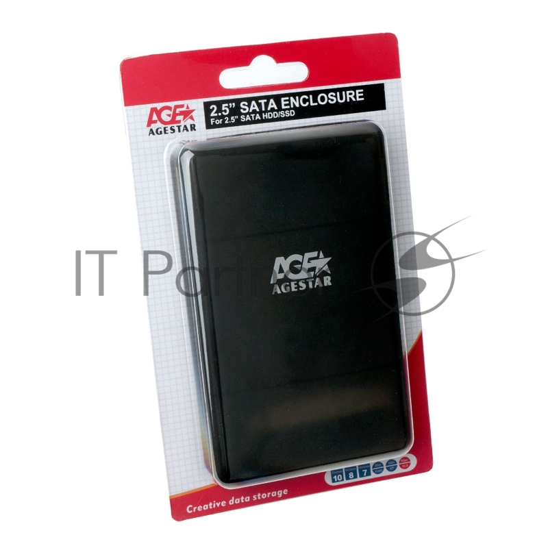 USB 3.0 Внешний корпус 2.5 SATAIII HDD/SSD AgeStar 3UBCP3C (BLACK) USB 3.0, пластик, черный, безвинтовая конструкция