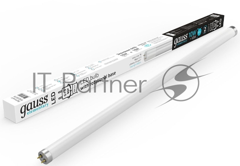 Лампа светодиодная Elementary T8 10Вт 4000К G13 780лм 600мм стекло поворотная Gauss 93020-R