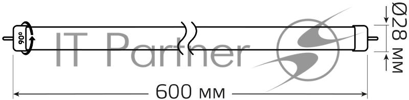 Лампа светодиодная Elementary T8 10Вт 4000К G13 780лм 600мм стекло поворотная Gauss 93020-R