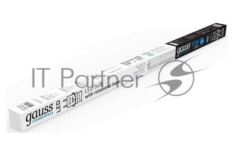 Лампа светодиодная Elementary T8 10Вт 6500К G13 800лм 600мм стекло поворотная Gauss 93030-R