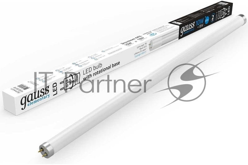 Лампа светодиодная Elementary T8 10Вт 6500К G13 800лм 600мм стекло поворотная Gauss 93030-R