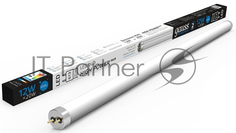 Лампа светодиодная Elementary T8 12Вт 6500К G13 1000лм 600мм стекло Gauss 93032