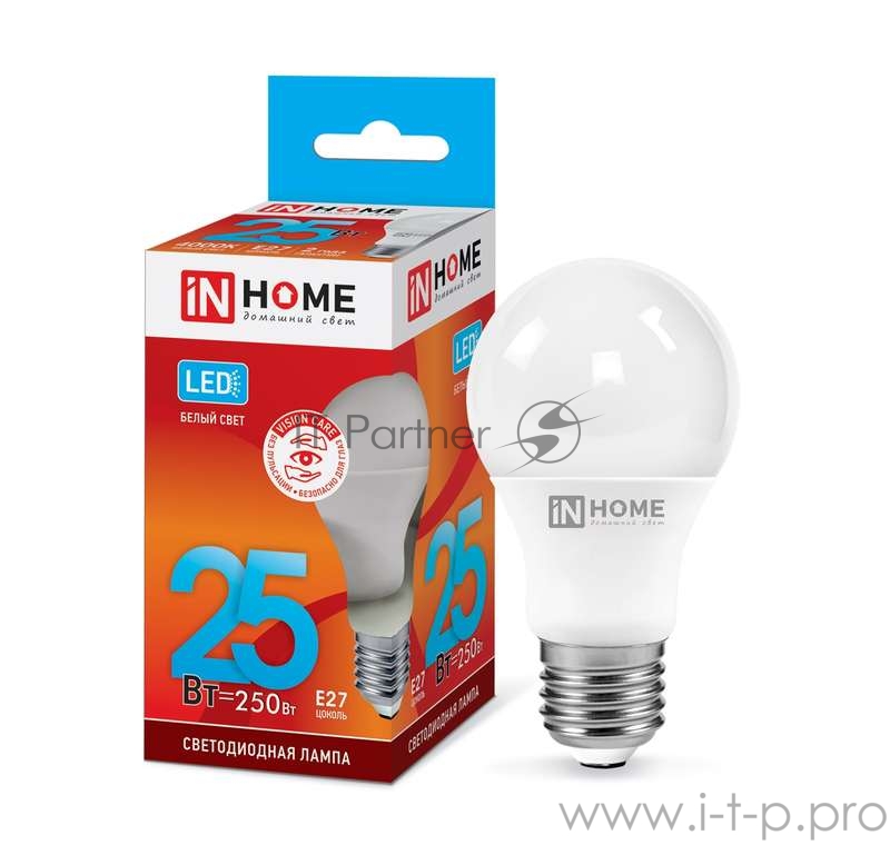 Лампа светодиодная LED-A65-VC 25Вт 230В E27 4000К 2250лм IN HOME 4690612024080