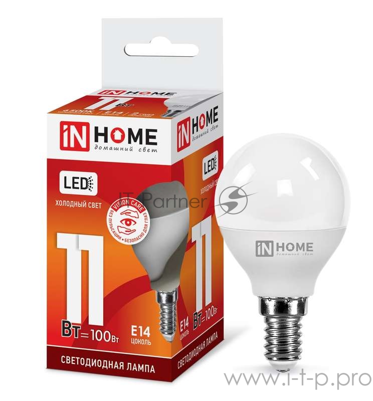 Лампа светодиодная LED-ШАР-VC 11Вт 230В E14 6500К 990лм IN HOME 4690612024929