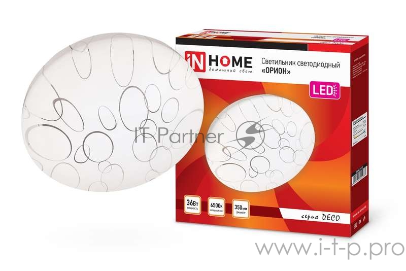 Светильник светодиодный DECO ОРИОН 36Вт 230В 6500К 2340лм 350мм IN HOME 4690612025087
