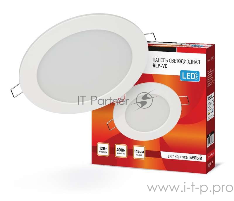 Светильник светодиодный RLP-VC 12Вт 230В 4000К 960лм 145мм IP40 панель круглая бел. IN HOME 4690612023366