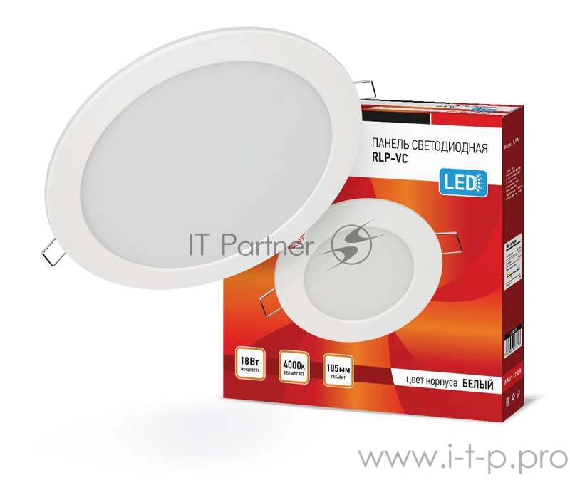 Светильник светодиодный RLP-VC 18Вт 230В 4000К 1440лм 185мм бел. ( Downlight) IP40 IN HOME 4690612023373