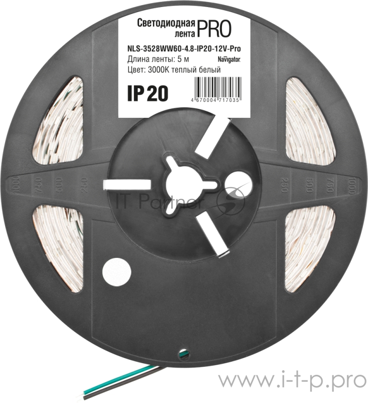 Лента светодиодная 71 703 NLS-3528WW60-4.8-IP20-12V-Pro R5 4.8Вт/м (уп.5м) Navigator 71703