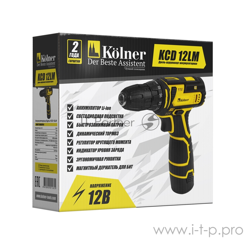 Аккумуляторная дрель-шуруповерт KOLNER KCD 12LM