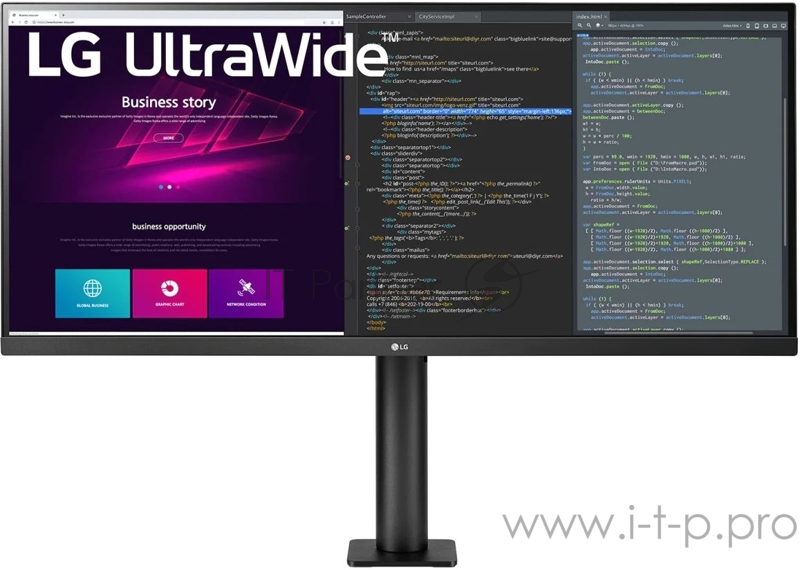 Монитор Monitor 34 LG 34WN780-B Black IPS, 21:9, 3440x1440, 5ms, 300 cd/m2, 1000:1, HDMI*2, DP, USBHub, 7Wx2, Ergo, vesa