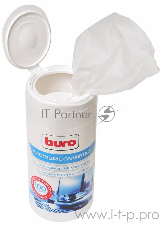 Салфетки Buro BU-Ascreen для экранов мониторов/плазменных/ЖК телевизоров/ноутбуков туба 100шт влажных