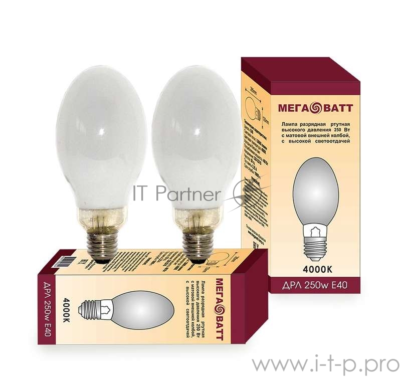 Лампа газоразрядная ртутная ДРЛ 250 E40 (20) МЕГАВАТТ 03014