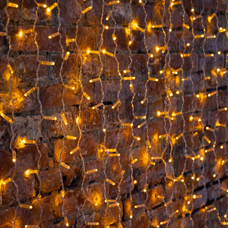 Гирлянда Светодиодный Дождь 2х1,5м, постоянное свечение,прозрачный провод, 230 В, диоды ЖЁЛТЫЕ, 360 LED