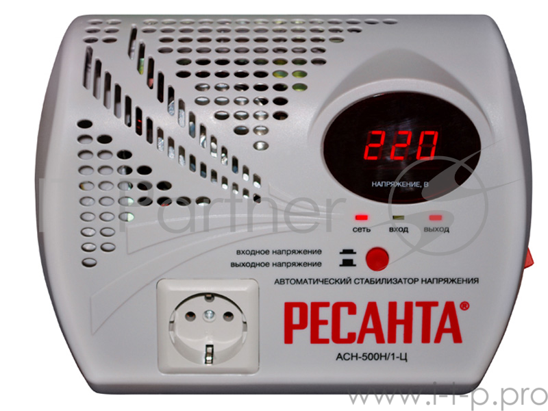 Ресанта Стабилизаторы напряжения Ресанта АСН- 500 Н/1-Ц 63/6/9 Стабилизатор {220В±8%, Габариты 260х200х110, Вес 2,6кг}