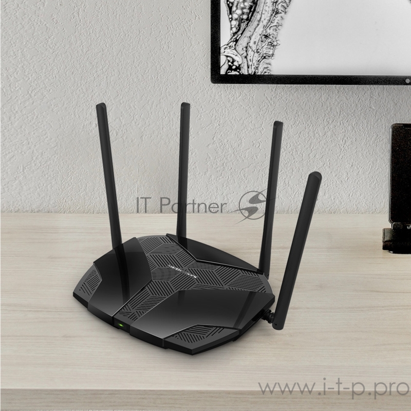 Роутер Mercusys MR70X AX1800 Dual-Band WiFi 6 Router, 574 Mbps at 2.4 GHz + 1201 Mbps at 5 GHz, 4× Fixed External Antennas, 3× Gigabit LAN Ports, 1× Gigabit WAN Port, 1024-QAM, OFDMA, Router/Access Point Mode, MU-MIMO, WPA3, TWT, BSS Color