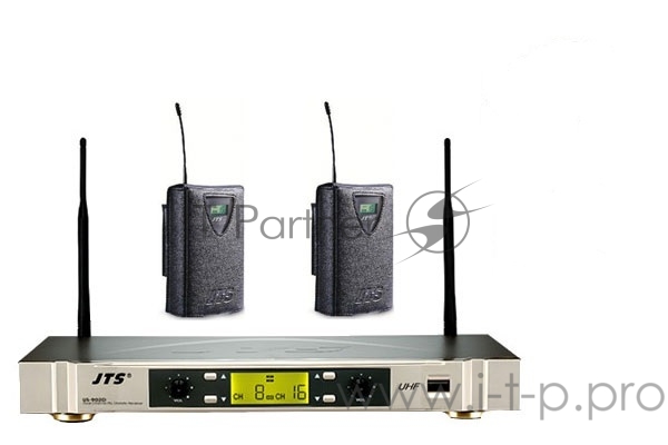Радиосистема двухканальная 2 UHF-передатчика поясных, 10мВт, 40-18000Гц JTS US-902D/PT-920Bх2