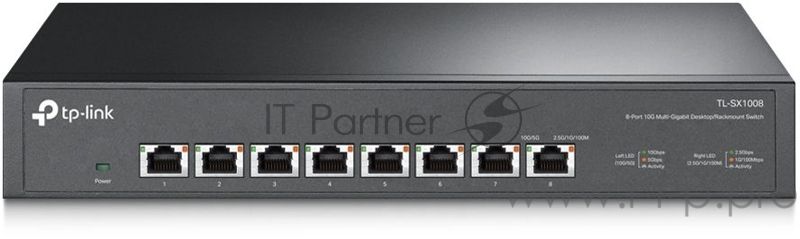 Коммутато 8-port Desktop/Rackmount 10G Unmanaged Switch, 8 100/1G/2.5G/5G/10G RJ-45 ports, 1 Fan with intelligent speed control, 100-240 VAC, 50/60 Hz.