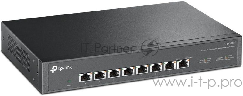 Коммутато 8-port Desktop/Rackmount 10G Unmanaged Switch, 8 100/1G/2.5G/5G/10G RJ-45 ports, 1 Fan with intelligent speed control, 100-240 VAC, 50/60 Hz.