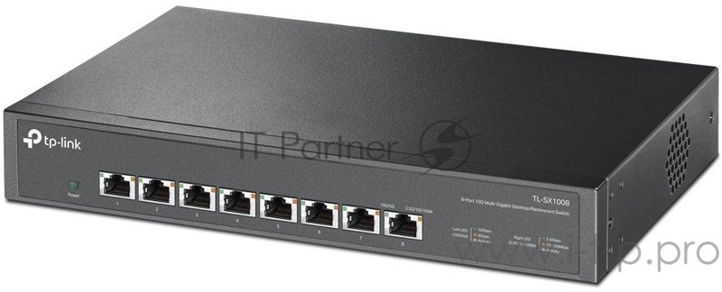 Коммутато 8-port Desktop/Rackmount 10G Unmanaged Switch, 8 100/1G/2.5G/5G/10G RJ-45 ports, 1 Fan with intelligent speed control, 100-240 VAC, 50/60 Hz.