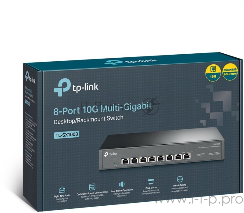 Коммутато 8-port Desktop/Rackmount 10G Unmanaged Switch, 8 100/1G/2.5G/5G/10G RJ-45 ports, 1 Fan with intelligent speed control, 100-240 VAC, 50/60 Hz.