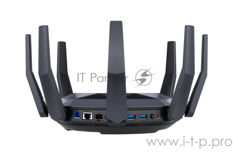 Роутер ASUS RT-AX89X //802.11b/g/n/ac/ax, до 1148+4804 бит/c, 2,4 + 5 гГц, 8 антенны, USB, GBT LAN 90IG04J1-BM3010