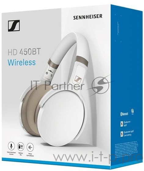Наушники мониторные Sennheiser HD 450BT белый беспроводные bluetooth оголовье (508387)