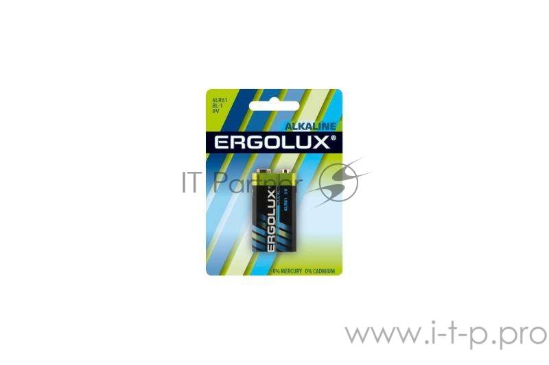 Элемент питания алкалиновый крона 6LR61 BL-1 6LR61 BL-1 9В Alkaline (блист.1шт) Ergolux 11753