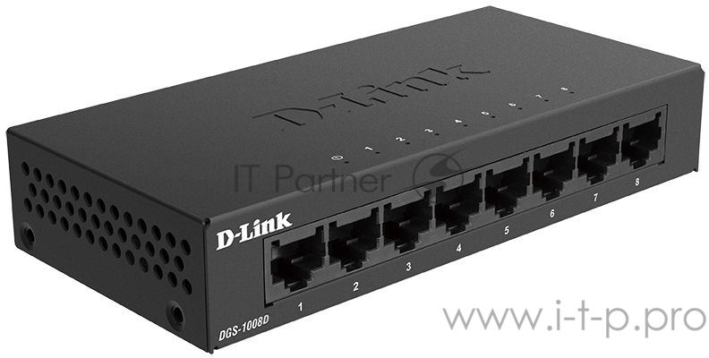 Коммутатор D-Link DGS-1008D/K2A, L2 Unmanaged Switch with 8 10/100/1000Base-T ports.8K Mac address, Auto-sensing, 802.3x Flow Control, Stand-alone, Auto MDI/MDI-X for each port, 802.1p QoS, D-link Green techno