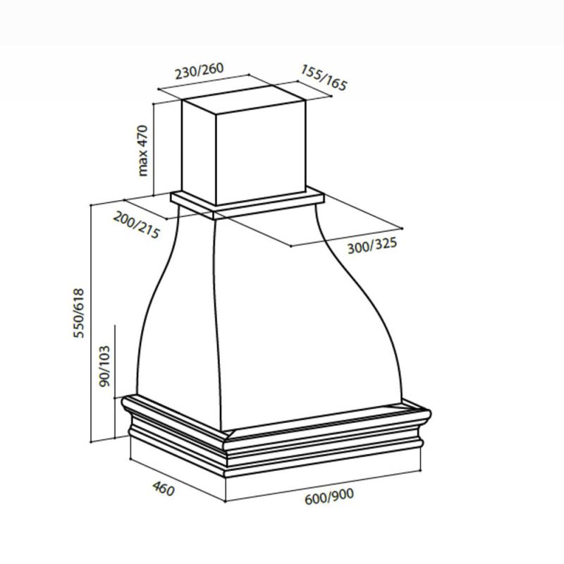 Вытяжка каминная Lex TORINO 900 cлоновая кость/бук неокрашенный управление: ползунковое (1 мотор)