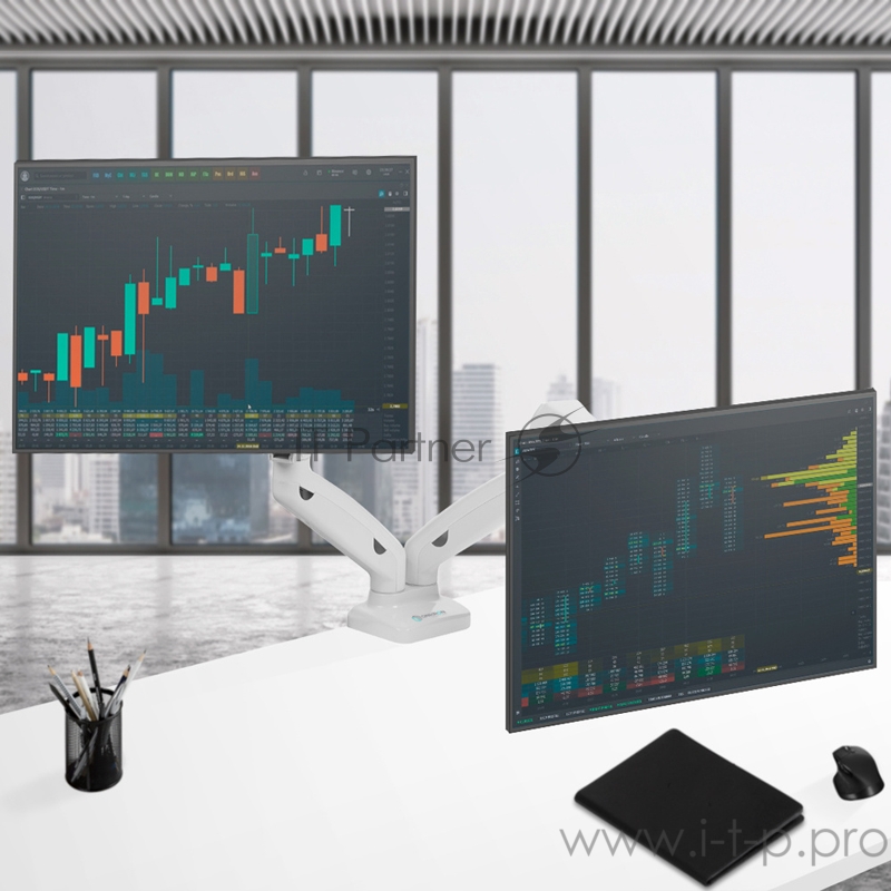 Кронштейн для мониторов Onkron G160W белый 13-27 макс.13кг настольный поворот и наклон верт.перемещ.