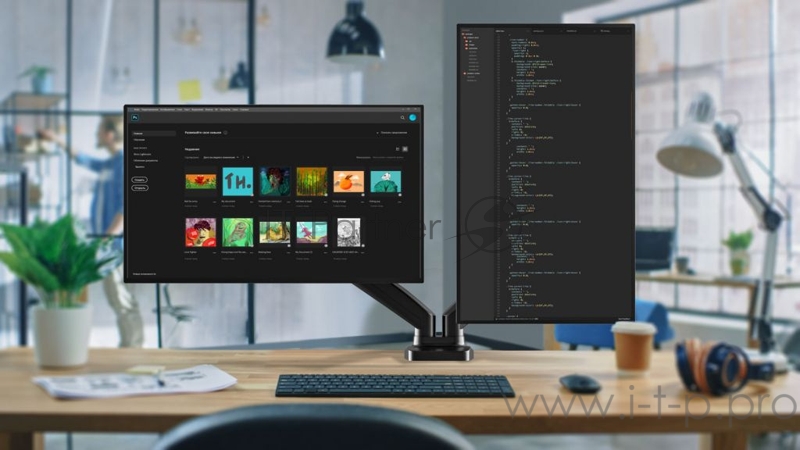 Кронштейн для мониторов Onkron G160 черный 13-27 макс.16кг настольный поворот и наклон верт.перемещ.