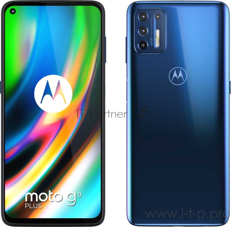 Смартфон Motorola XT2087-2 G9 Plus 128Gb 4Gb синий моноблок 3G 4G 2Sim 6.8 1080x2400 Android 10 64Mpix 802.11 a/b/g/n/ac NFC GPS GSM900/1800 GSM1900 MP3 A-GPS microSD max512Gb